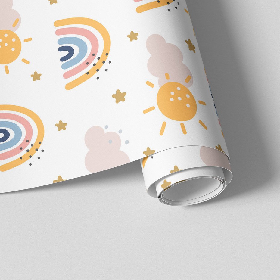 Tapeta - dziecięca, tęcza, słońce, gwiazda