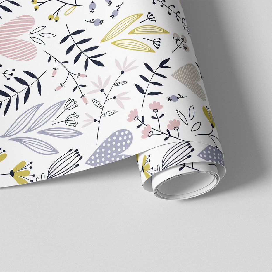 Tapeta - kwiaty, liście, serca