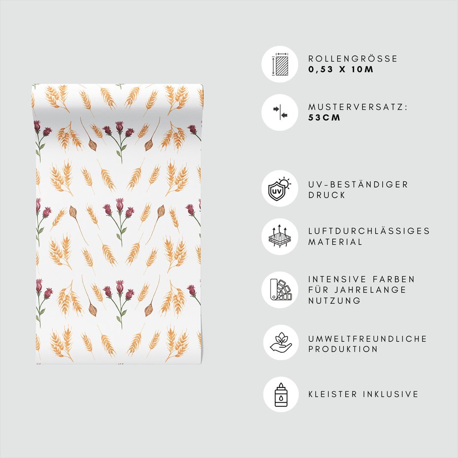 Tapeta - kwiaty, liście, źdźbła