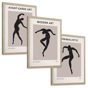 Zestaw obrazy w ramie, plakaty - sztuka, postać, taniec - rama drewno