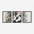 Zestaw obrazy w ramie, plakaty - rośliny, kwiaty, liście - rama czarna