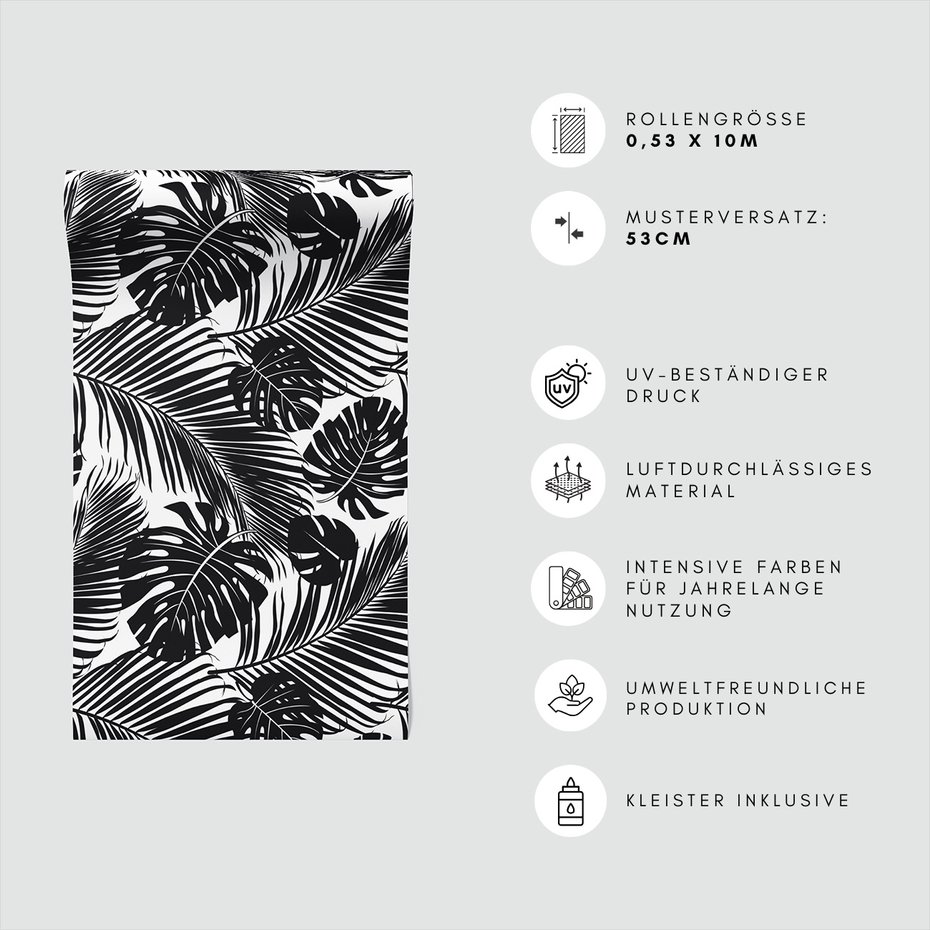 Tapeta - liście, monstera, palmy