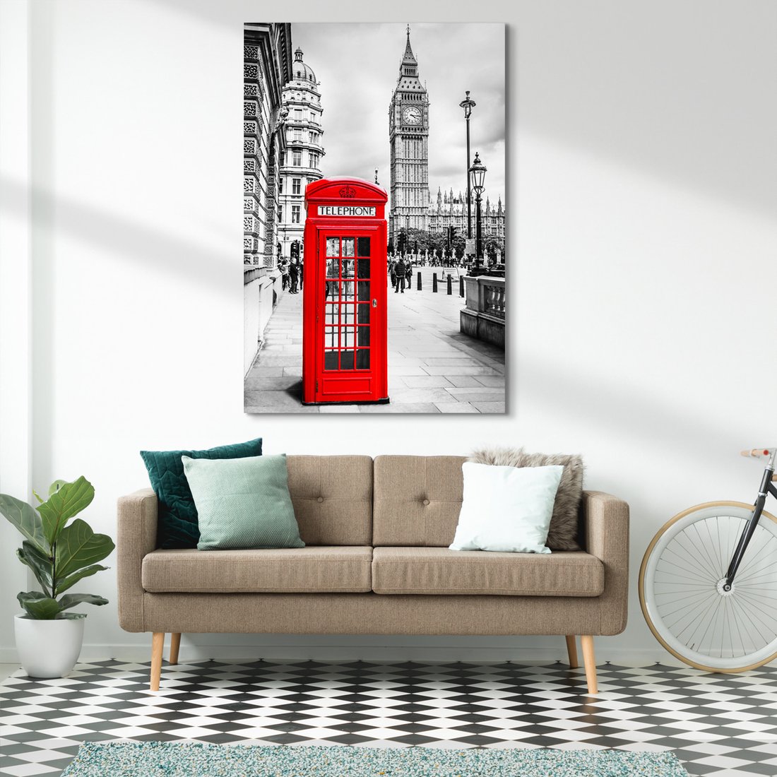 Obraz na płótnie - Londyn, budka telefoniczna, Big Ben