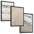 Zestaw obrazy w ramie, plakaty - plaża, piasek, morze - rama czarna