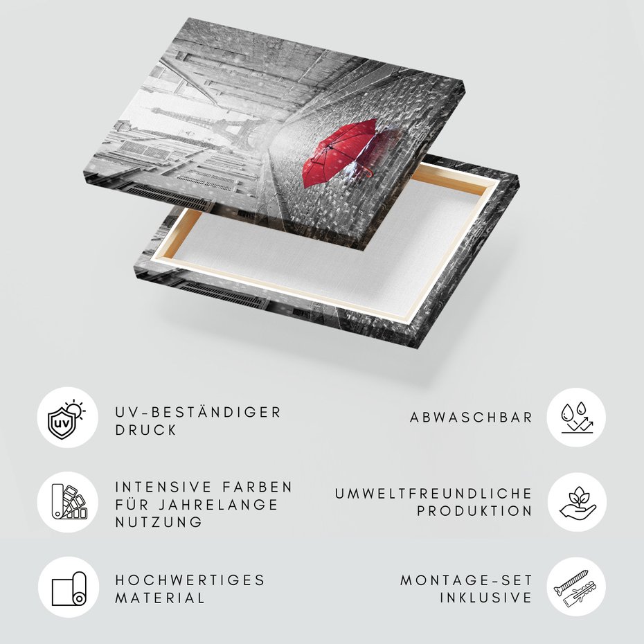 Obraz na płótnie - Paryż, ulica, deszcz