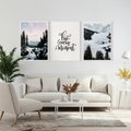 Zestaw obrazy w ramie, plakaty - góry, zima, lasy - rama biała