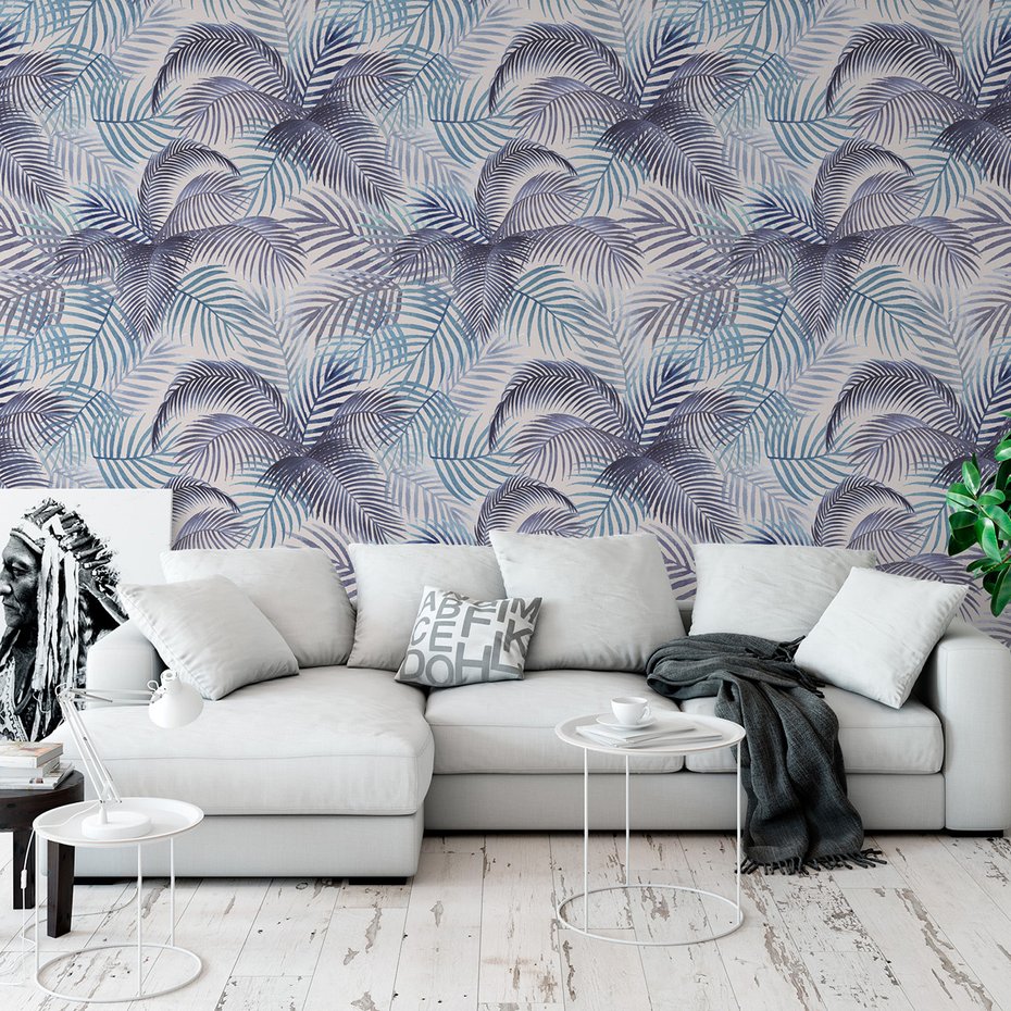 Tapeta - liście, wzór, akwarela