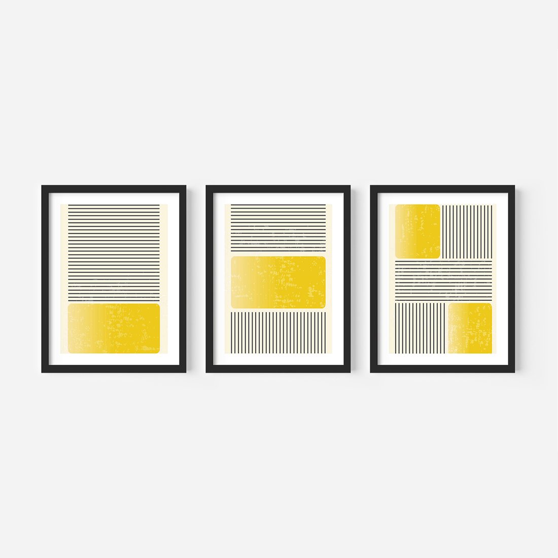 Zestaw obrazy w ramie, plakaty - linie, geometryczny, abstrakcja - rama czarna