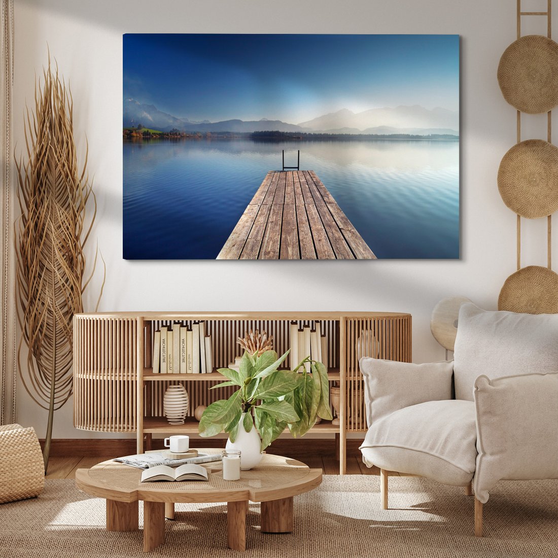 Obraz na płótnie - jezioro, molo, góry