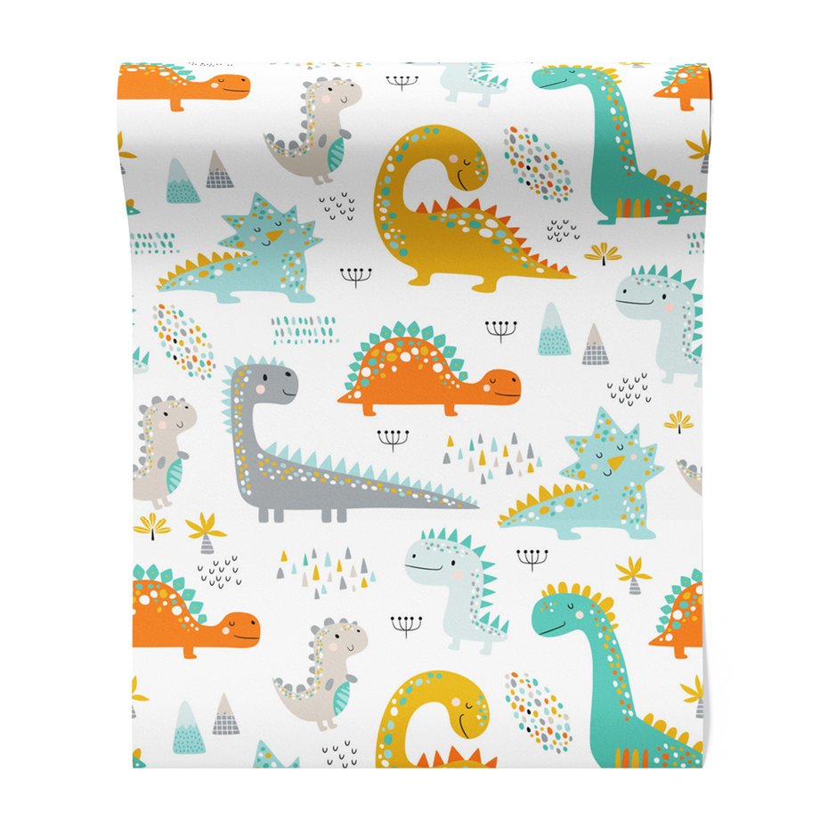 Tapeta - dziecięca, dinozaury, ilustracje, wzory