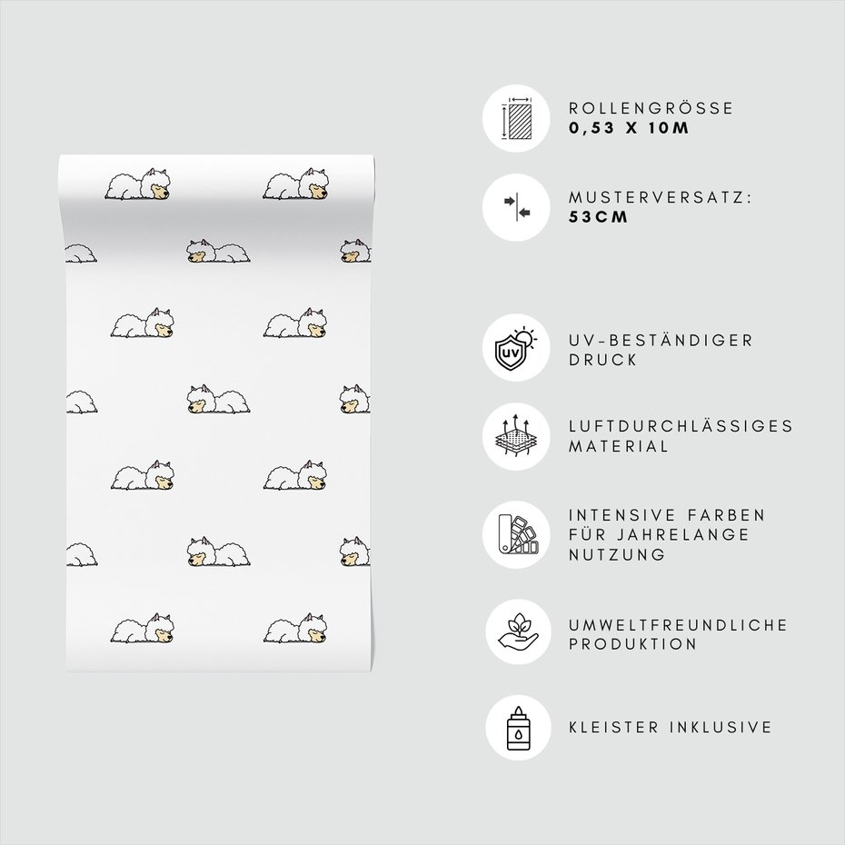 Tapeta - dziecięca, alpaka, sen, wzór