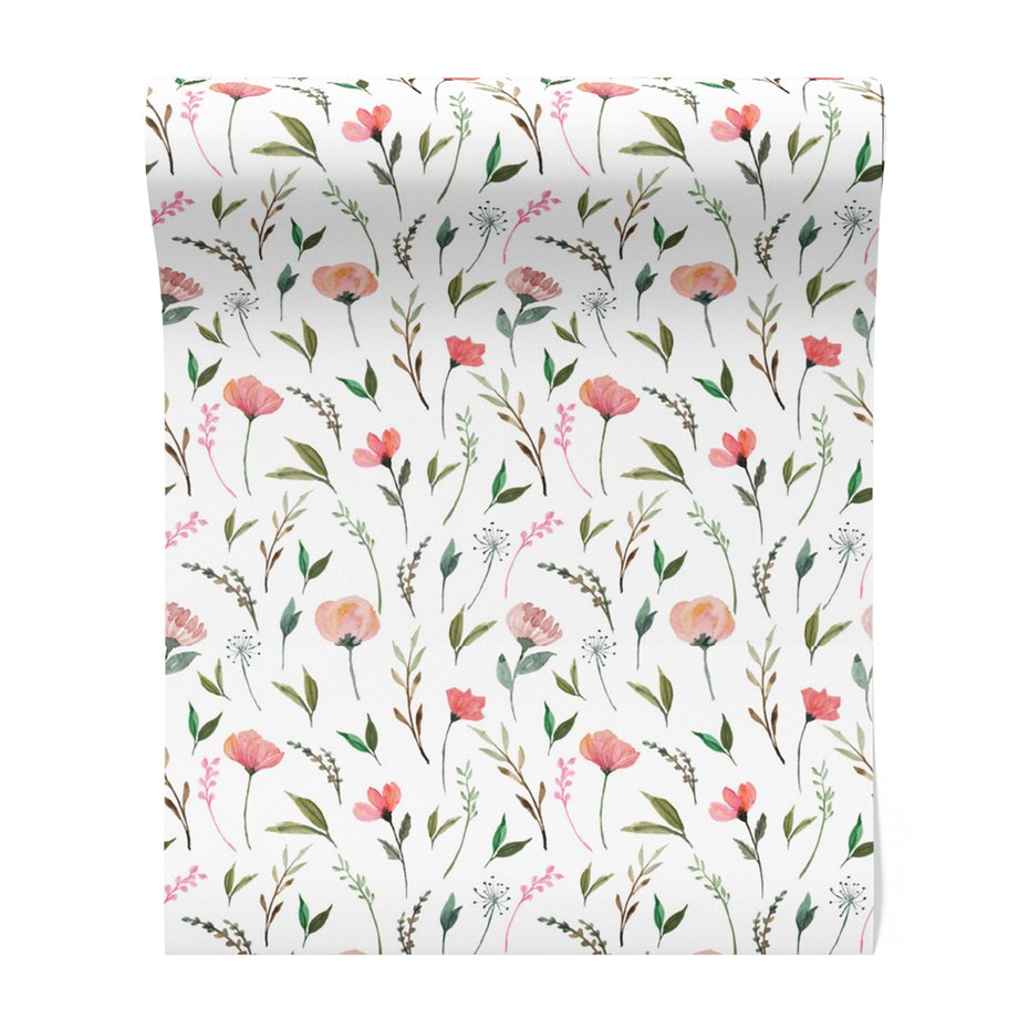 Tapeta - kwiaty, liście, gałązki