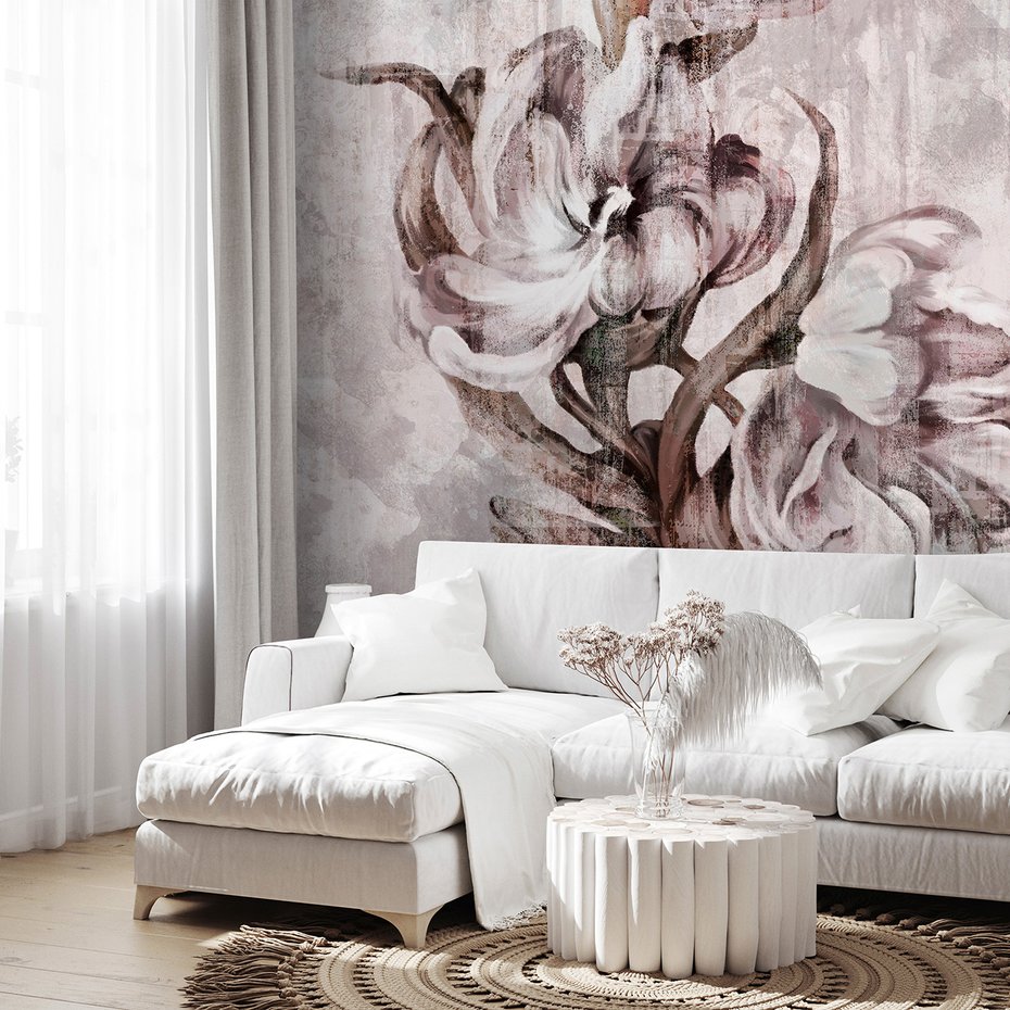 Fototapeta - loft, kwiaty, trawy