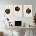 Zestaw obrazy w ramie, plakaty - liście, kropka, abstrakcja - rama drewno