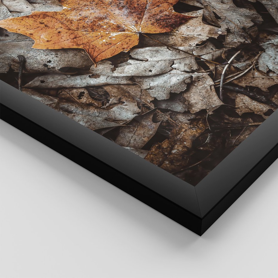 Zestaw obrazy w ramie, plakaty - liście, jesień, napisy - rama czarna