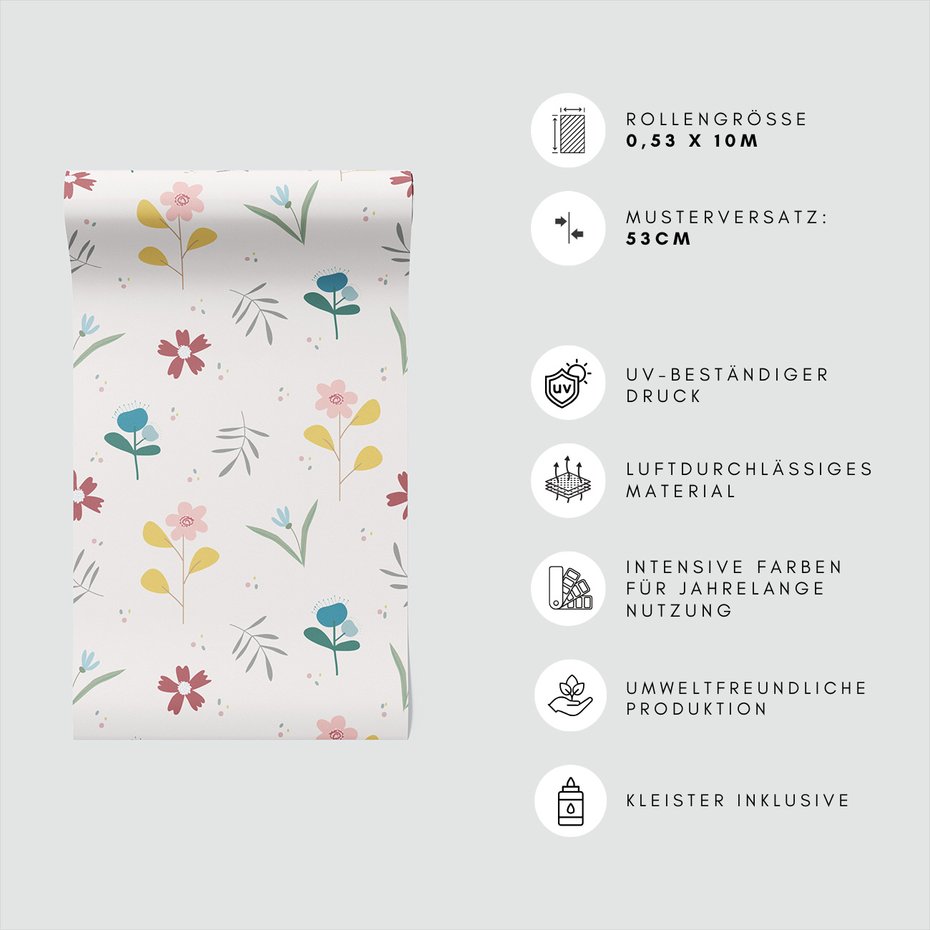 Tapeta - kwiaty, liście, pastelowe,