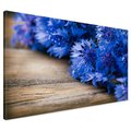 Obraz na płótnie - kwiaty, niebieski, drewno