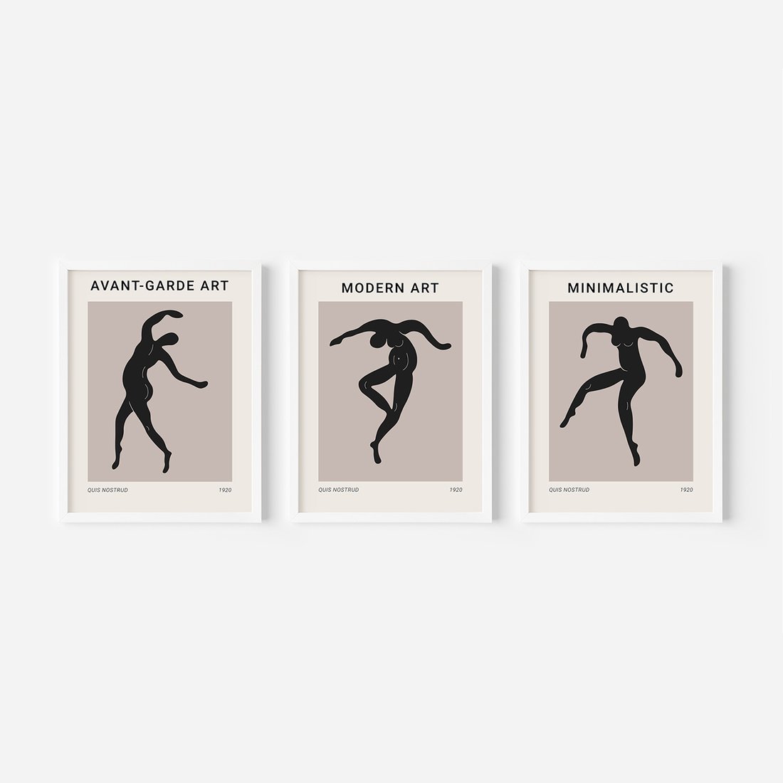 Zestaw obrazy w ramie, plakaty - sztuka, postać, taniec - rama biała