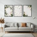 Zestaw obrazy w ramie, plakaty - kwiaty, liście, eukaliptus - rama czarna