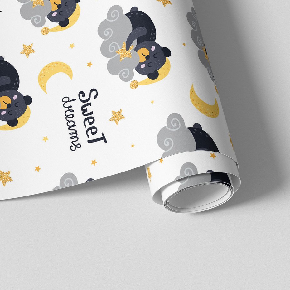 Tapeta - dziecięca, chmura, niedźwiedź, sen