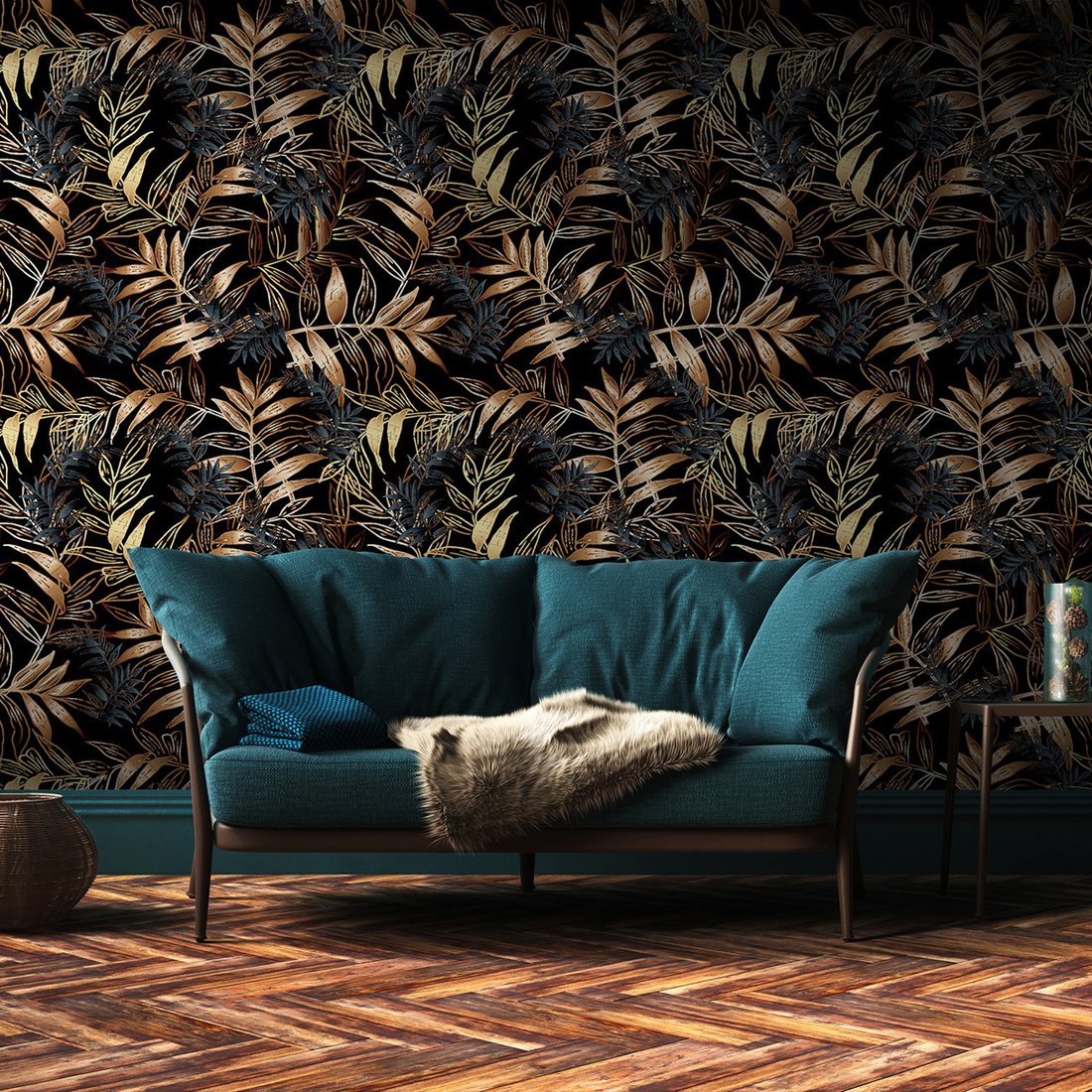 Tapeta - liście, ornament, tło