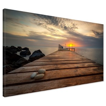 Obraz na płótnie - morze, molo, zachód słońca