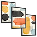 Zestaw obrazy w ramie, plakaty - abstrakcja, pastelowe, geometryczne - rama czarna
