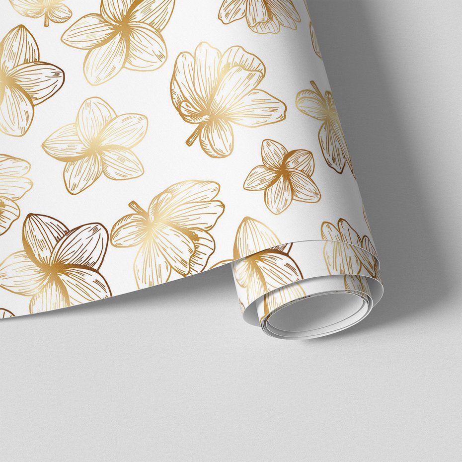 Tapeta - kwiaty, ornament, złoto