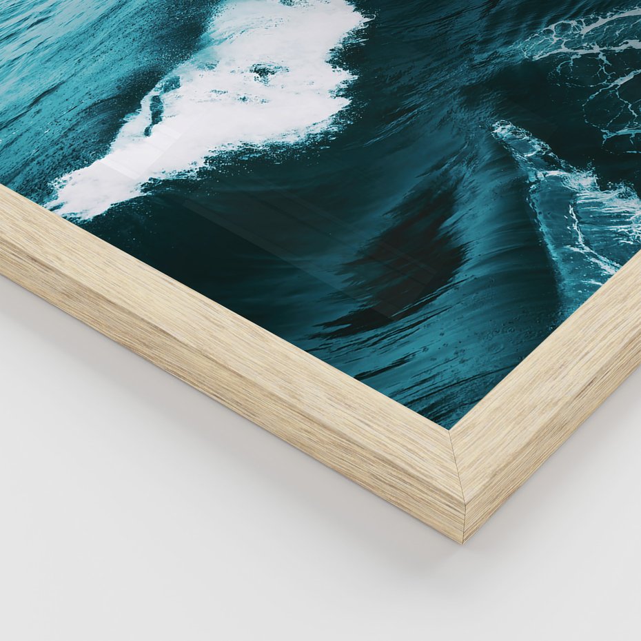 Zestaw obrazy w ramie, plakaty - woda, fale, morze - rama drewno