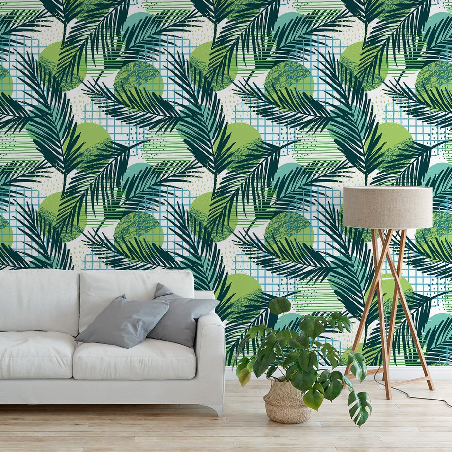 Tapeta - liście, geometria, abstrakcja