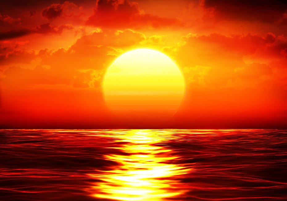 Fototapeta - zachód słońca, morze, niebo