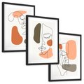 Zestaw obrazy w ramie, plakaty - abstrakcja, twarz, minimalizm - rama czarna