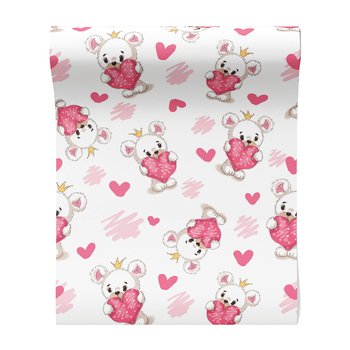 Tapeta - dziecięca, miś, serce, korona