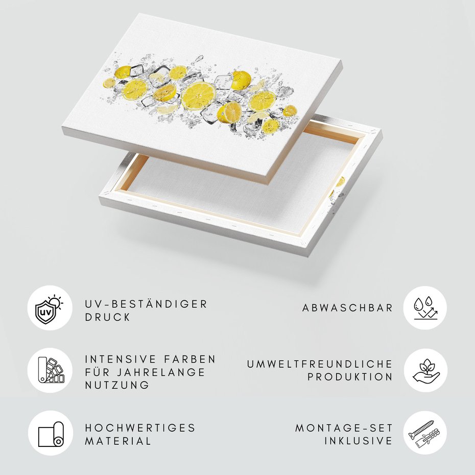 Obraz na płótnie - cytryny, lód, woda