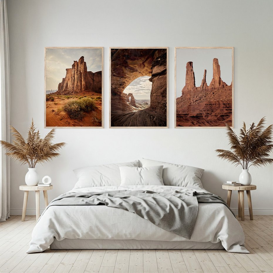 Zestaw obrazy w ramie, plakaty - skały, pustynia, erozja - rama drewno