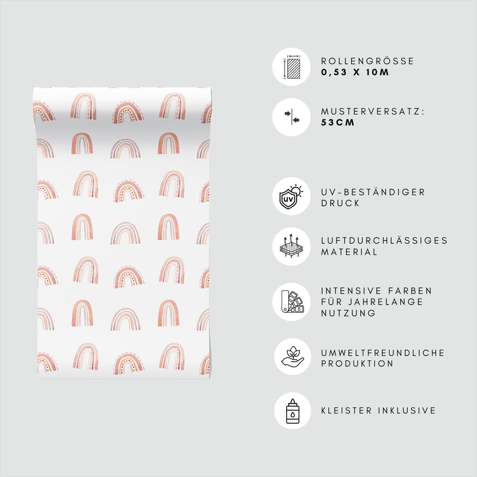 Tapeta - dziecięca, tęcza, wzór,