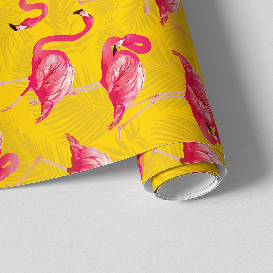 Tapeta - flamingi, liście, tło