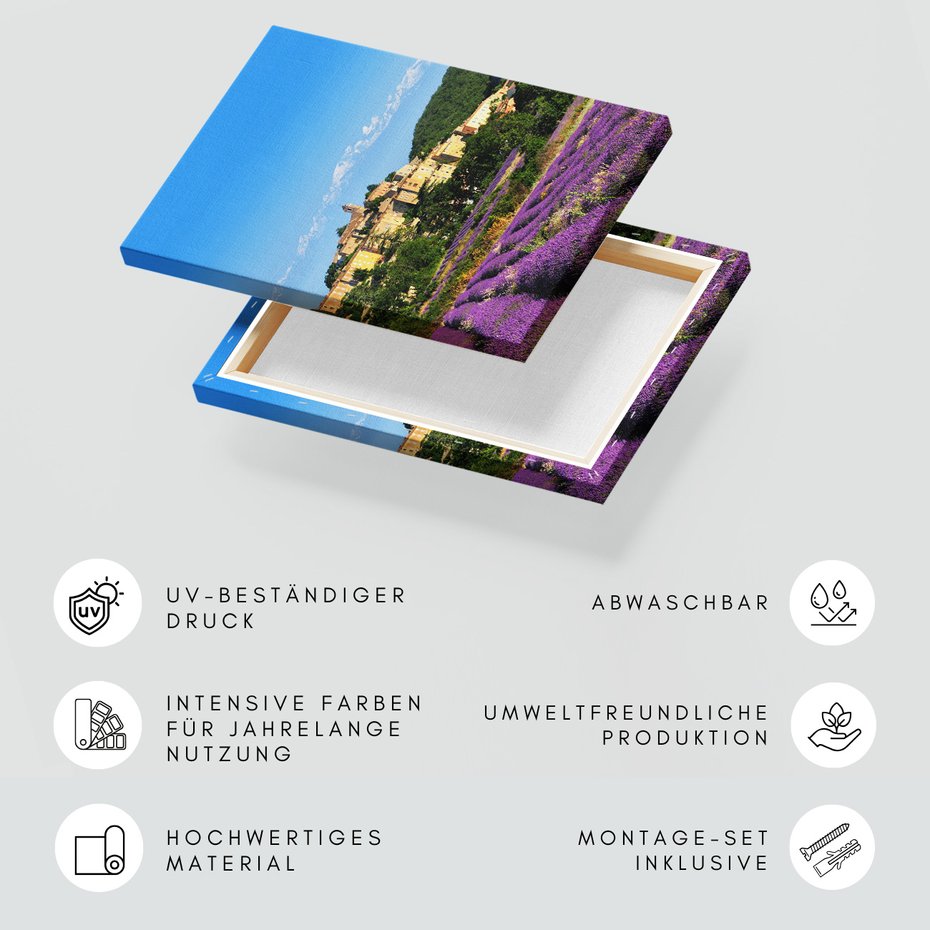 Obraz na płótnie - lawenda, miasto, góry