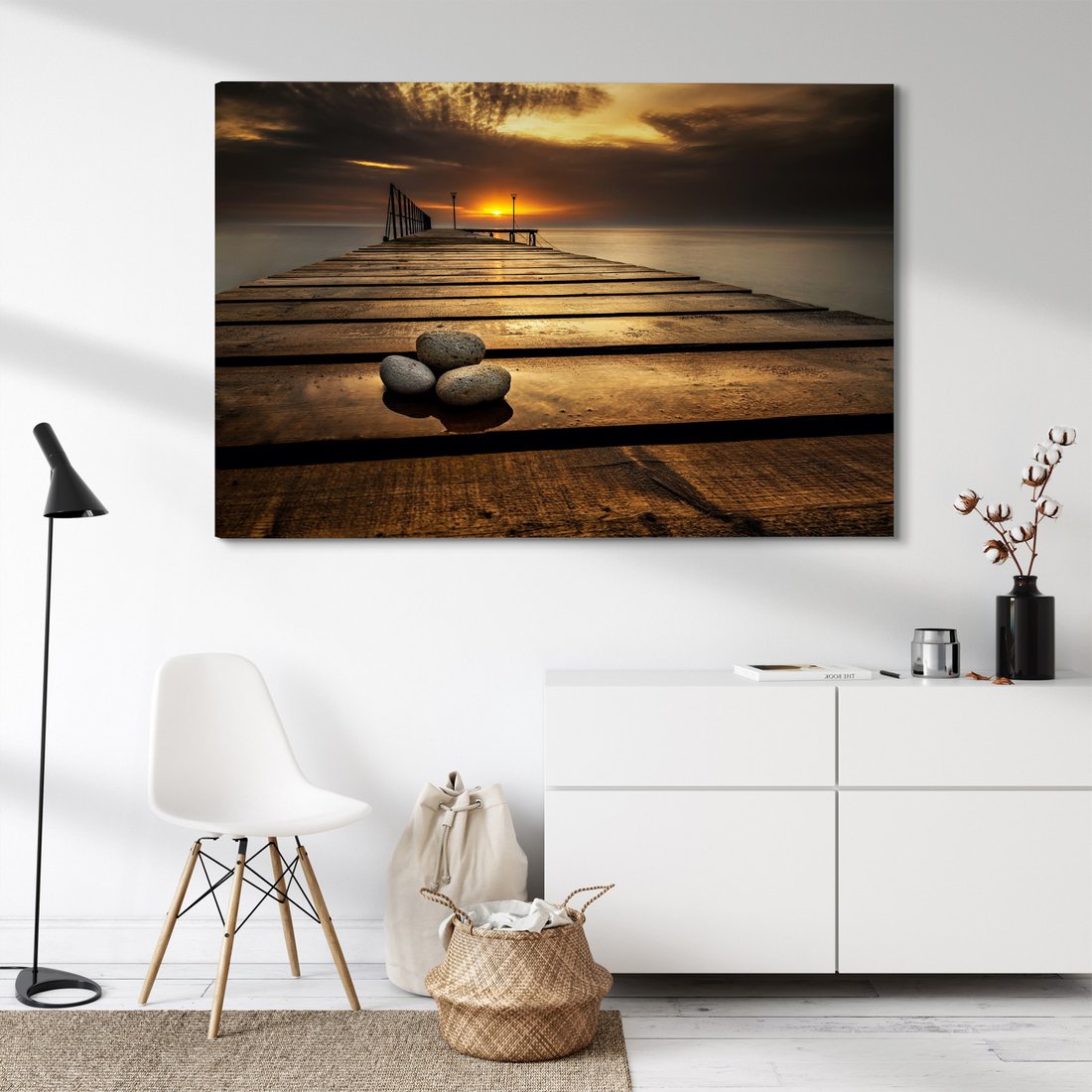 Obraz na płótnie - morze, molo, kamienie