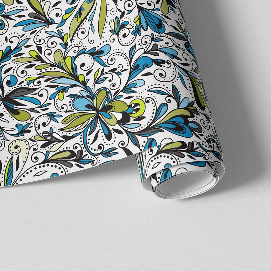 Tapeta - kwiaty, ornamenty, liście