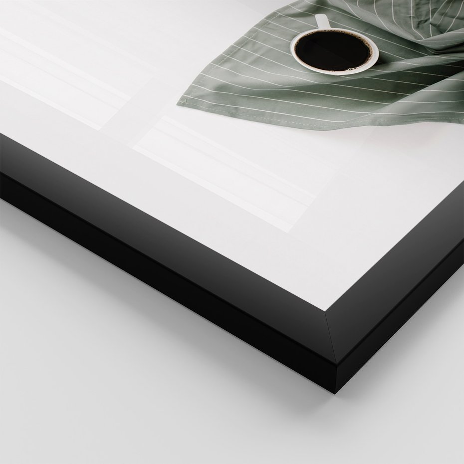 Zestaw obrazy w ramie, plakaty - kawa, kaktus, napisy - rama czarna