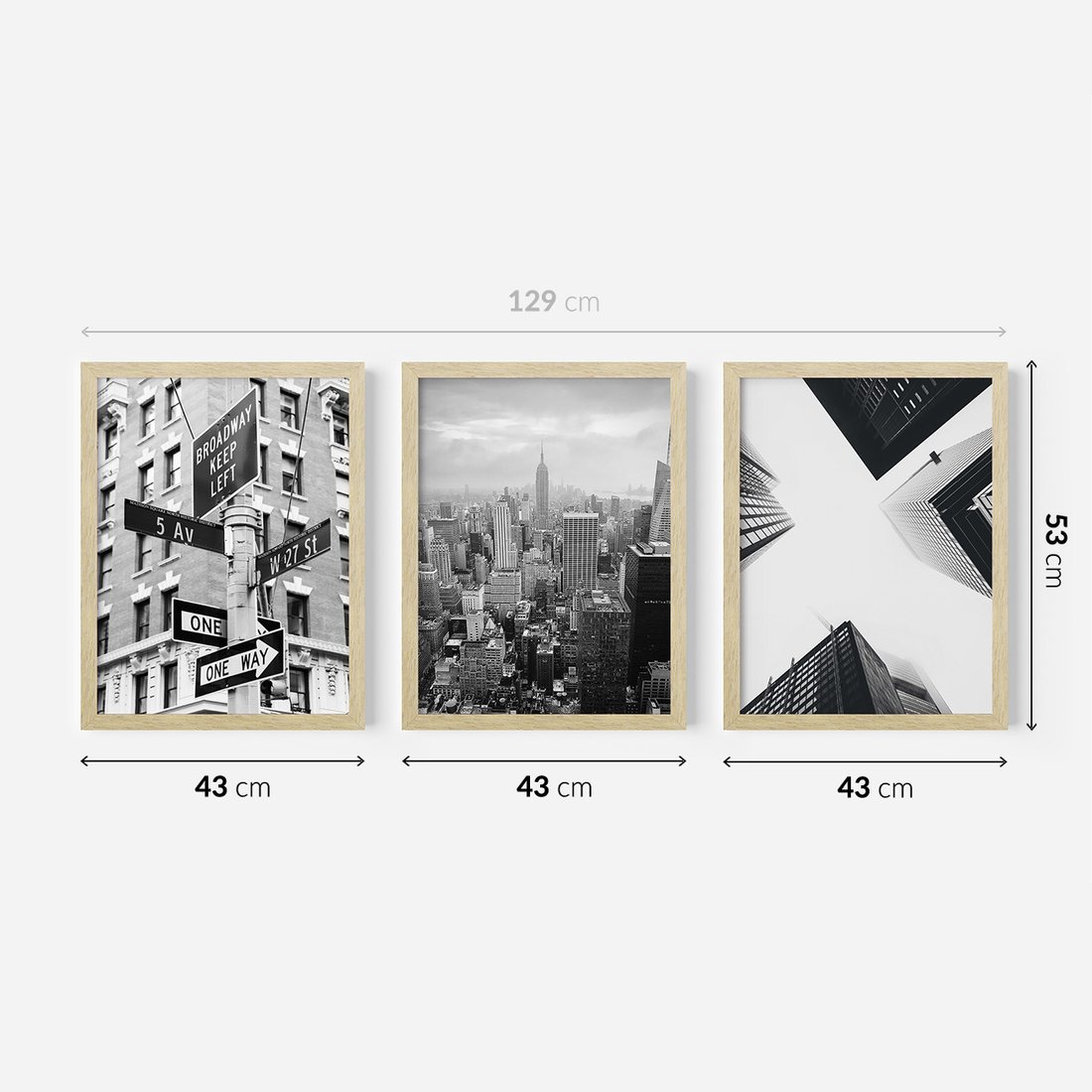 Zestaw obrazy w ramie 40x50 galeria - Nowy, Jork, miasto, nowoczesny - rama drewno
