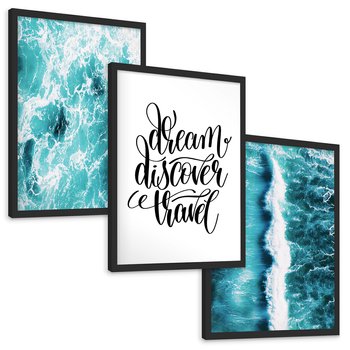 Zestaw obrazy w ramie, plakaty - woda, morze, ocean - rama czarna