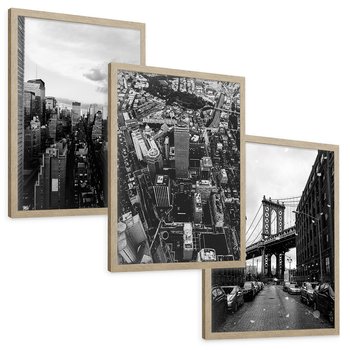 Zestaw obrazy w ramie, plakaty - miasto, budynki, most - rama drewno