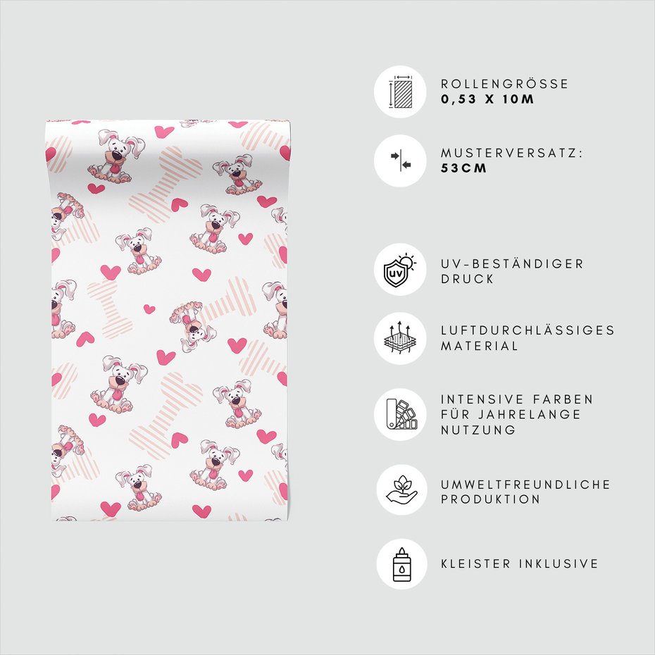 Tapeta - dziecięca, pies, kość, serce