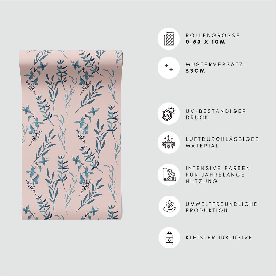 Tapeta - liście, kwiaty, gałązki