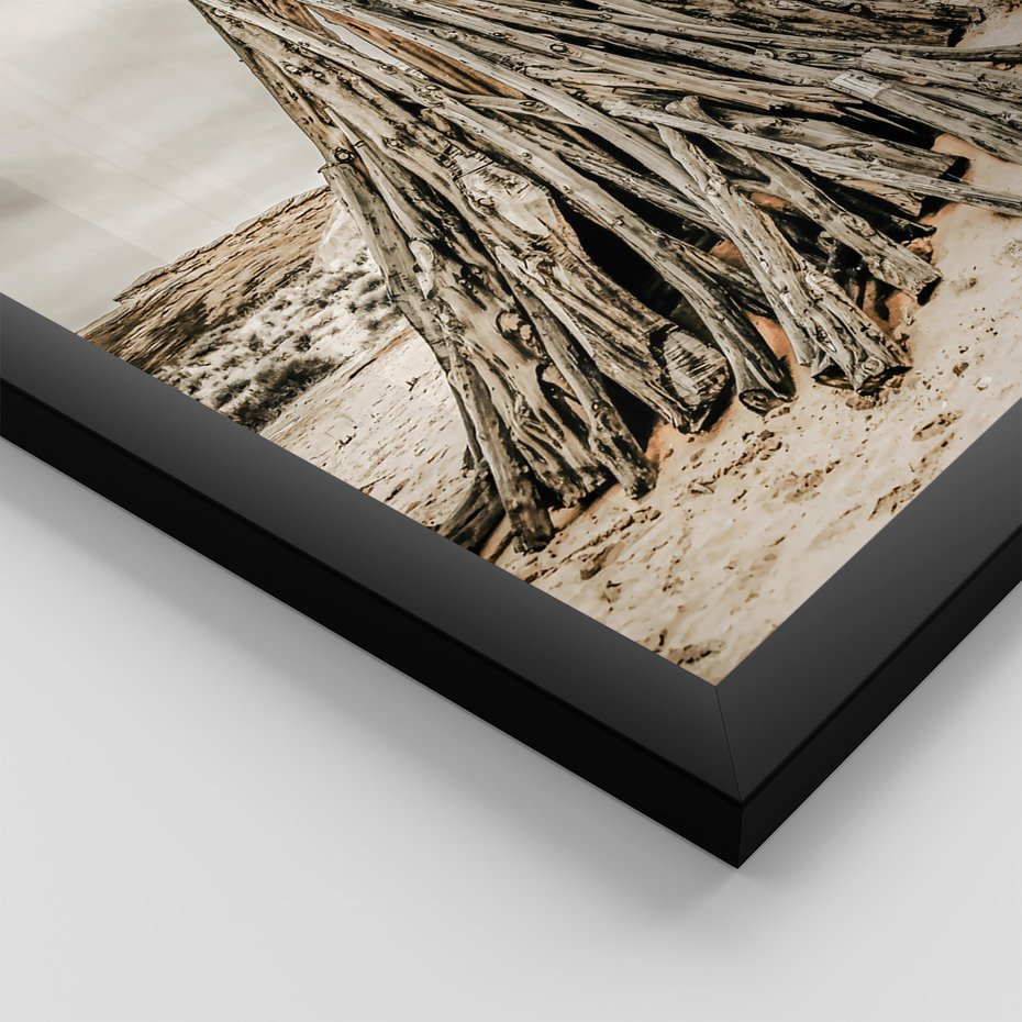 Zestaw obrazy w ramie, plakaty - vintage, dom, drewno - rama czarna