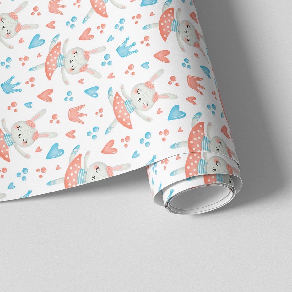 Tapeta - dziecięca, królik, baletnica, korona