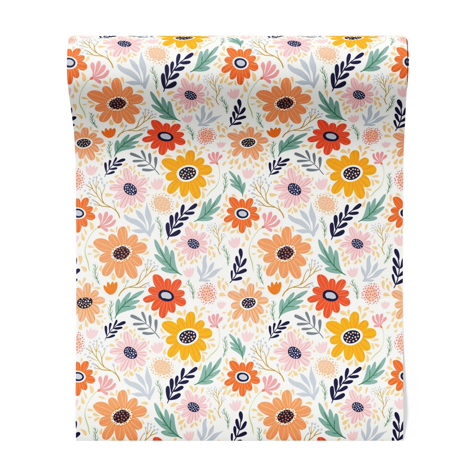 Tapeta - kwiaty, liście, ornamenty