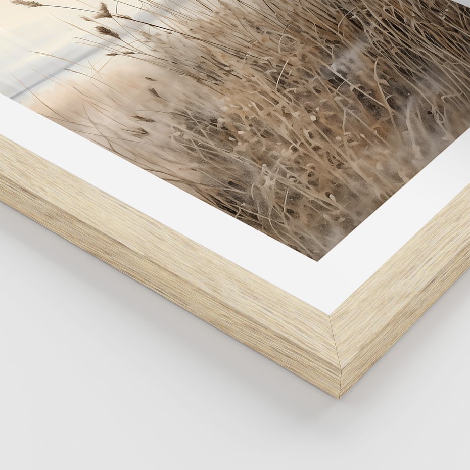 Zestaw obrazy w ramie, plakaty - kwiaty, trawa, delikatne - rama drewno